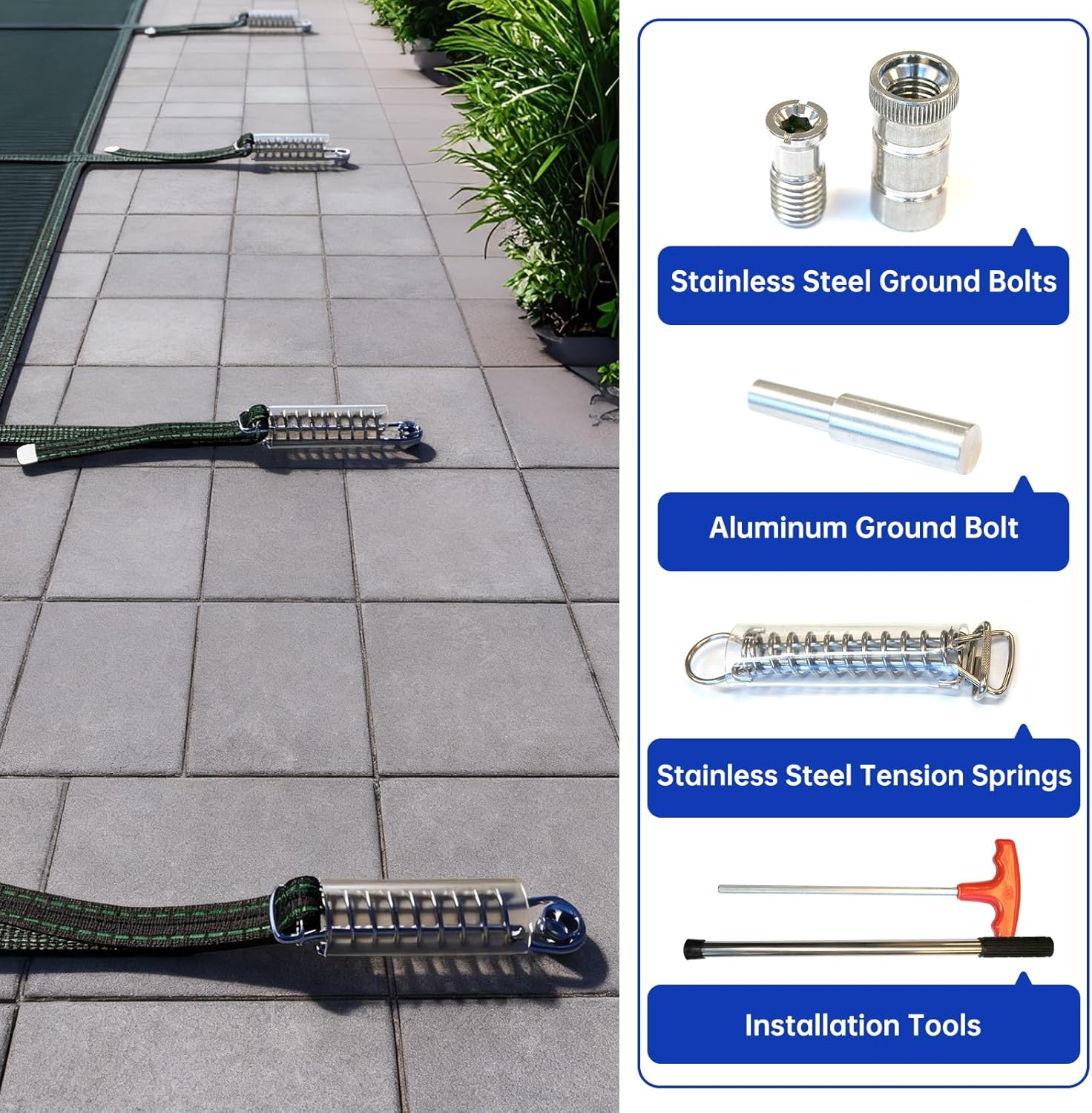 Buzzbazaar Rectangle Inground Pool Safety Cover – Durable, Reliable Protection with Easy Installation (Green, 20'x40'Pool Size(Mid Step))