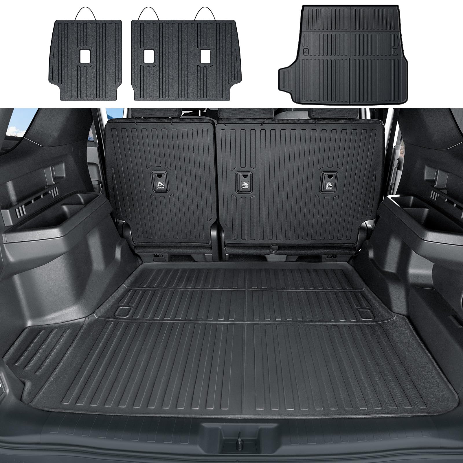 Cargo Liner & Backrest mat for 2025 Toyota 4Runner Fuel 5-Seater, Full Coverage All Weather TPE Cargo Mat & Trunk Backrest Protectors