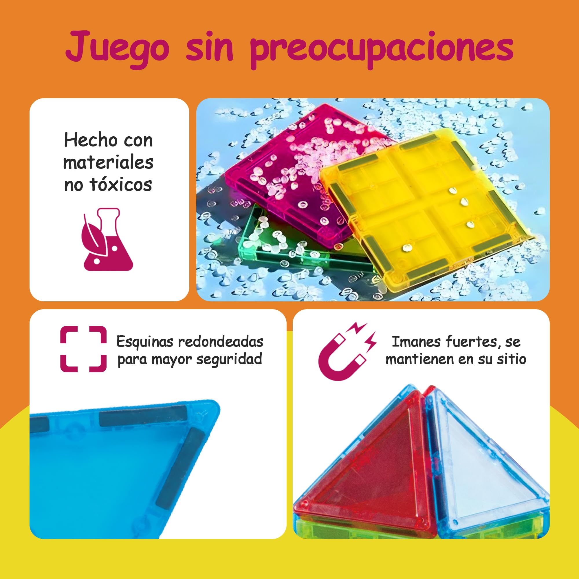 Olvy Juego de 126 Bloques magnéticos Montessori para niños - Juego de construcción magnética a Partir de 3 años - Ladrillos Luminosos y Azulejos magnéticos