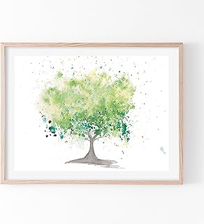 Green Abstract Watercolour Painting, Poster Print Of Original Tree Painting, Picture Of Abstract Landscape Painting, Artwork Fine Art Print, Vertical Wall Hanging Decor, Horizontal Watercolour Nature