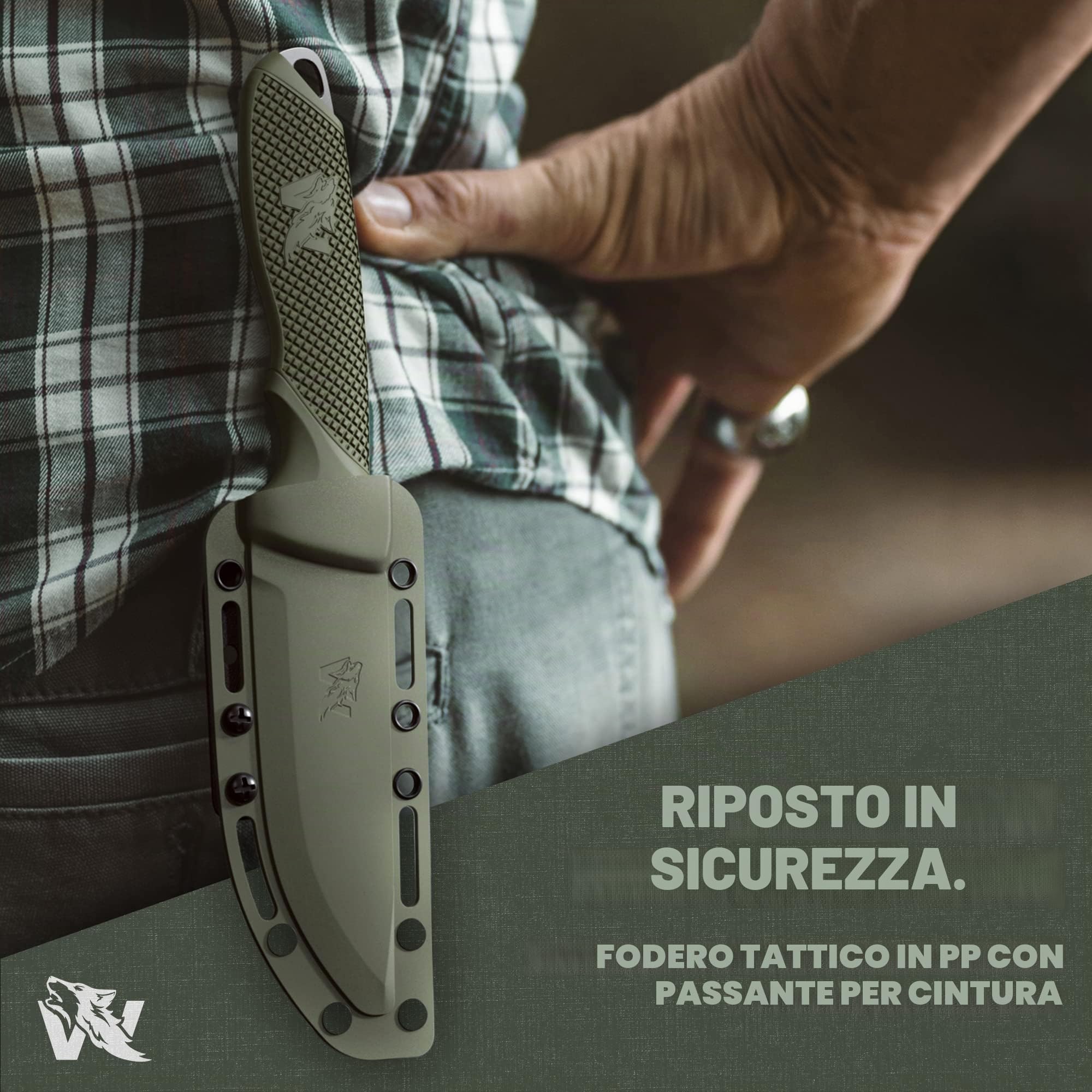 Wolfgang's W-SCANDI Angelmesser mit feststehender Klinge - Inkl. Scheide - Premium Survival- und Bushcraft-Messer aus D2-Stahl