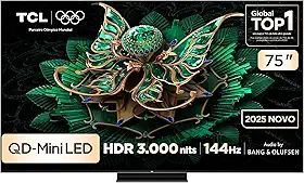 Smart TV TCL 75 Polegadas QLED Mini LED 4K C7K WiFi Bluetooth Google TV 4 HDMI 144Hz HDR10+ 75C7K