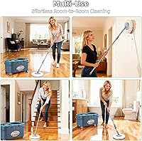 Vista 7 de Juego de trapeador giratorio y cubo de generación 2026 mejorado con 4 ruedas giratorias para un fácil rodamiento, separa el agua limpia y sucia