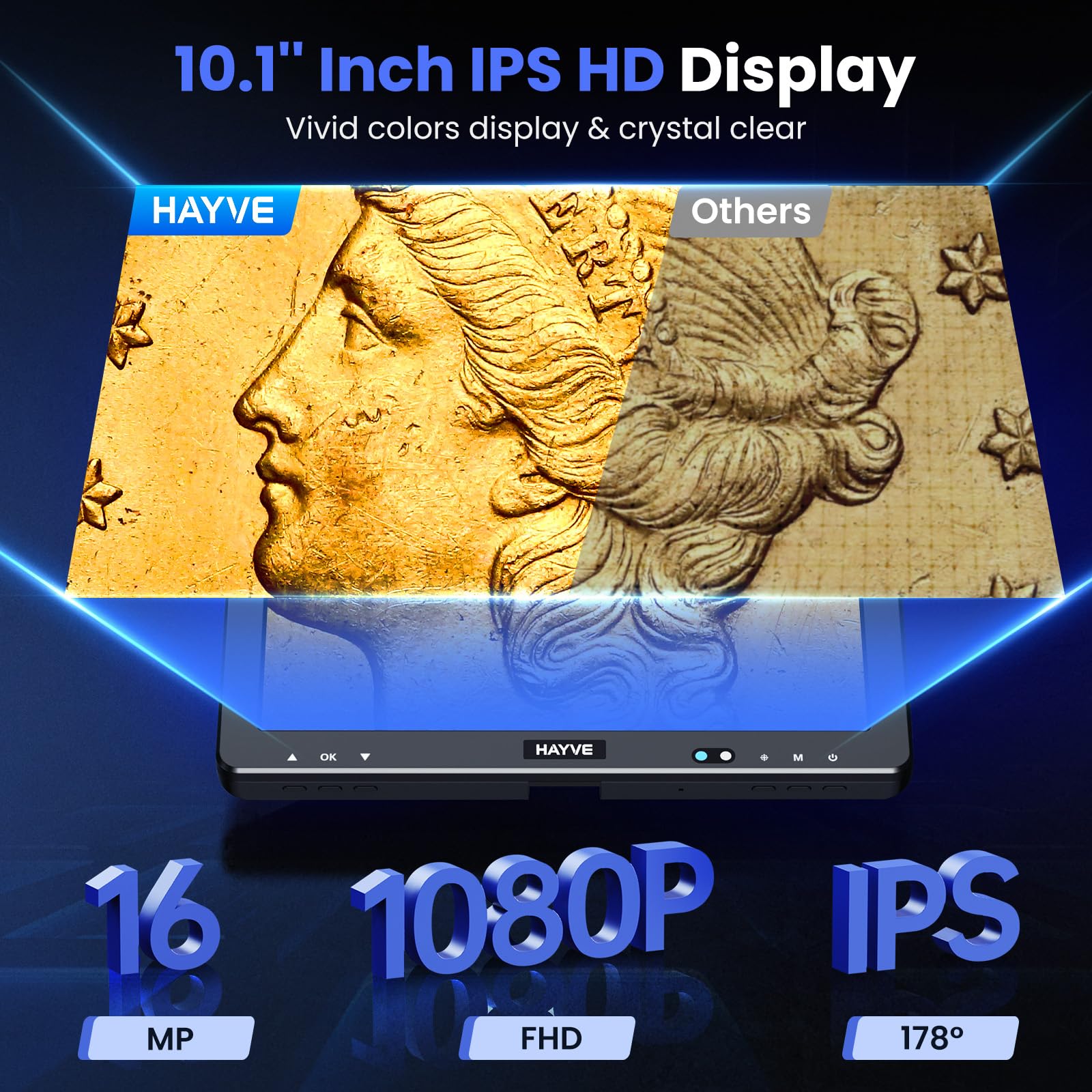 Hayve DM13 Microscopio digital LCD de 10.1 pulgadas, microscopios de soldadura IPS HD de 16 MP 2000X para adultos, reparación electrónica, lupa de microscopio de monedas para monedas de error con