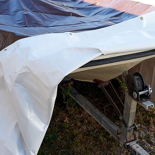 Miniatura 4 de Watershed Innovations Lona reversible impermeable resistente de 14 mil, 10 x 12 pies, color blancomarrón