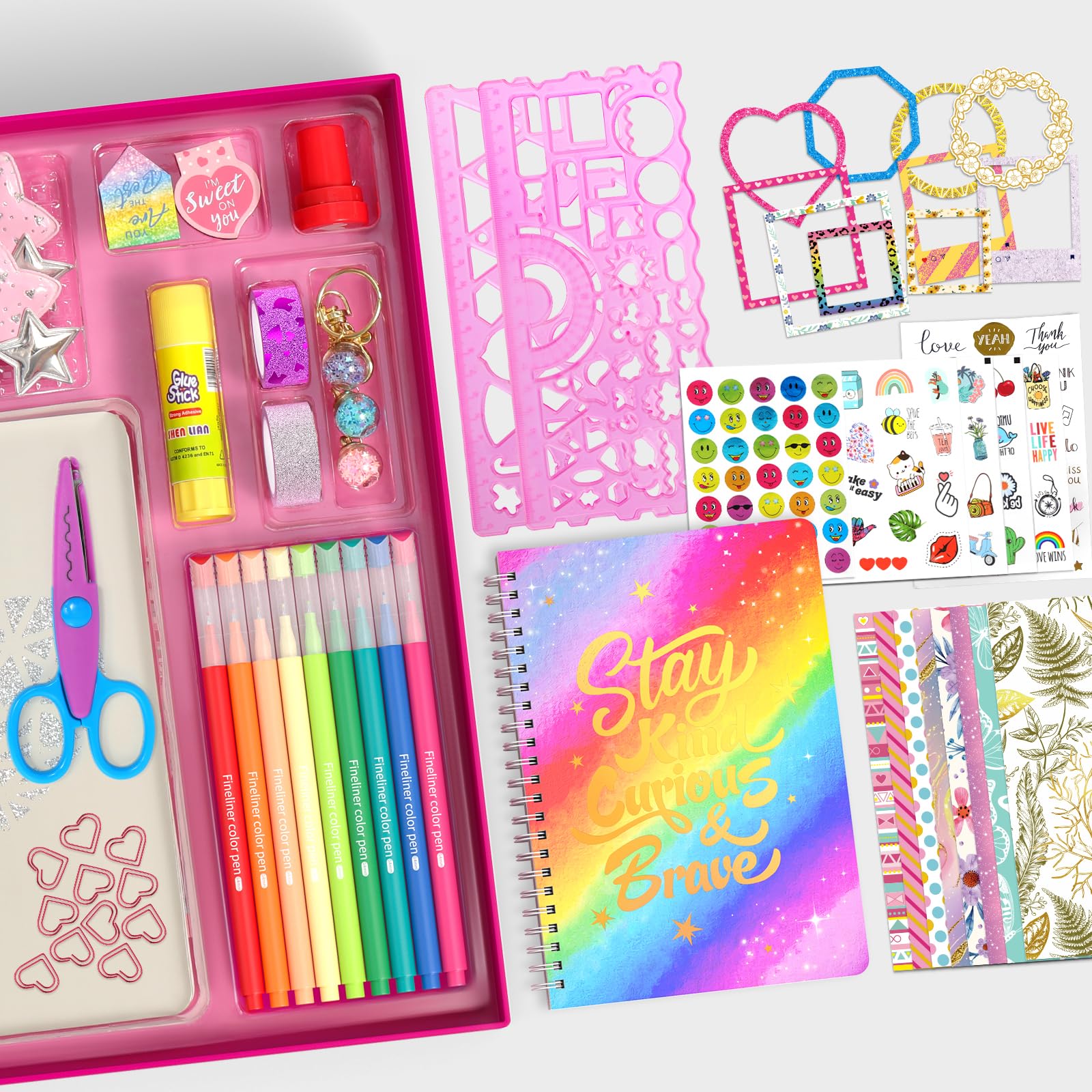 2-Pack Mega DIY Tagebuch Set Mädchen, Tagebuch Geschenk ab 8 9 10 11 12 13 14 Jahre Mädchen, Schulsachen und Scrapbook Set für Teenagermädchen, Kreative Geschenke für 8-14 Jahre Teenagermädchen