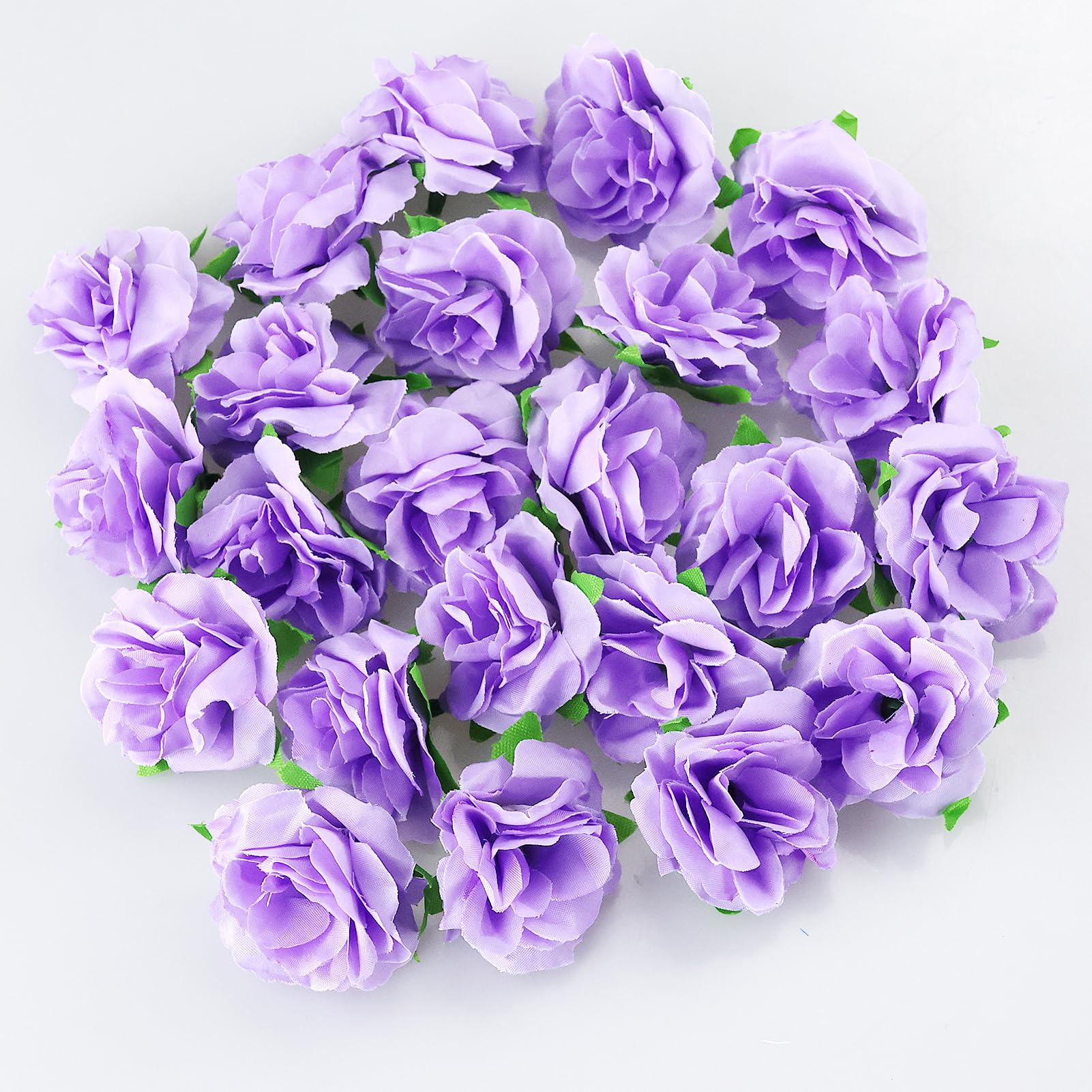 HXMJIED 50 Stück realistische künstliche lila Rosenblüten Köpfe für Hochzeit, Party, Album & Gartendekoration, Basteln