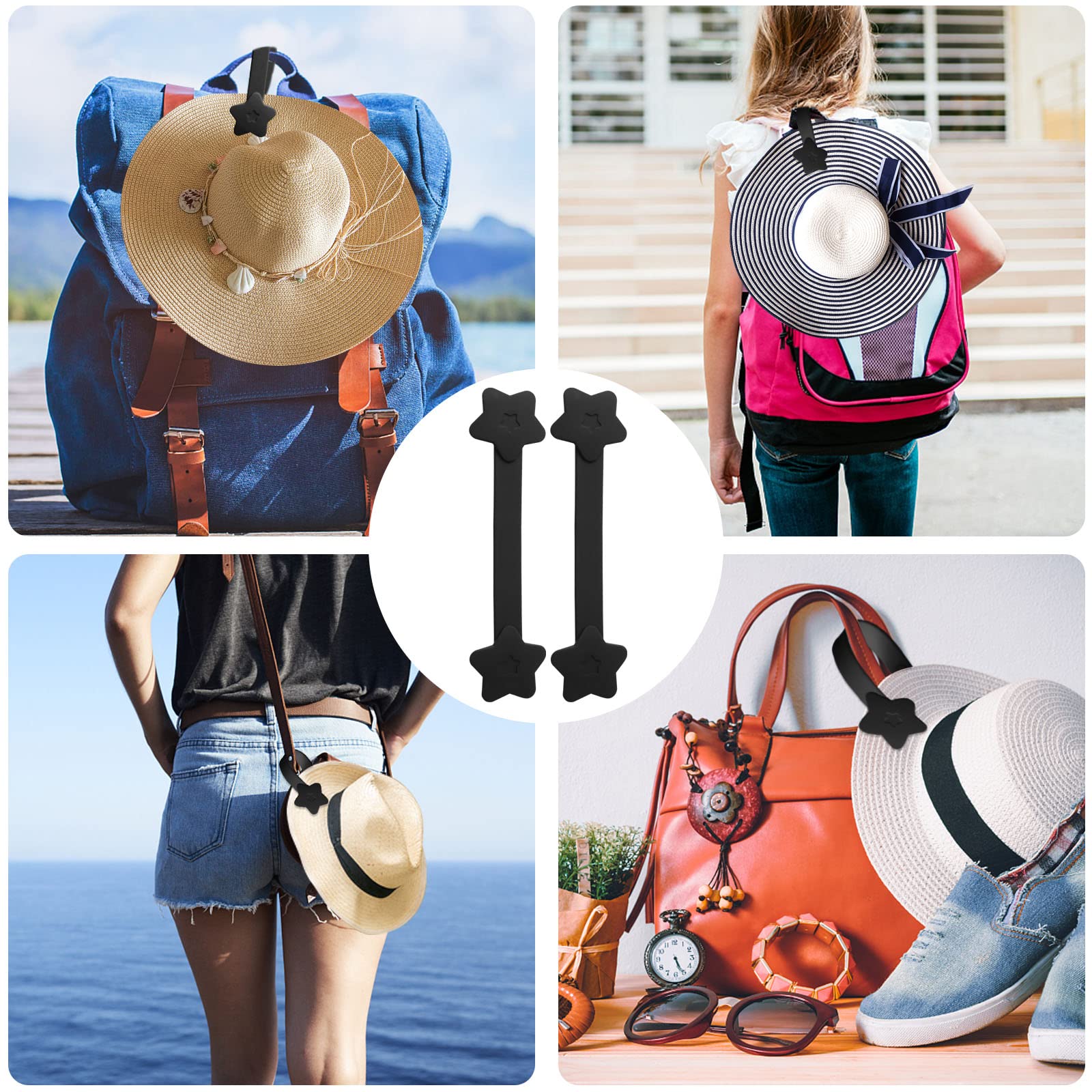 Clip magnético para sombrero de viaje, mochila, portátil al aire libre (negro)