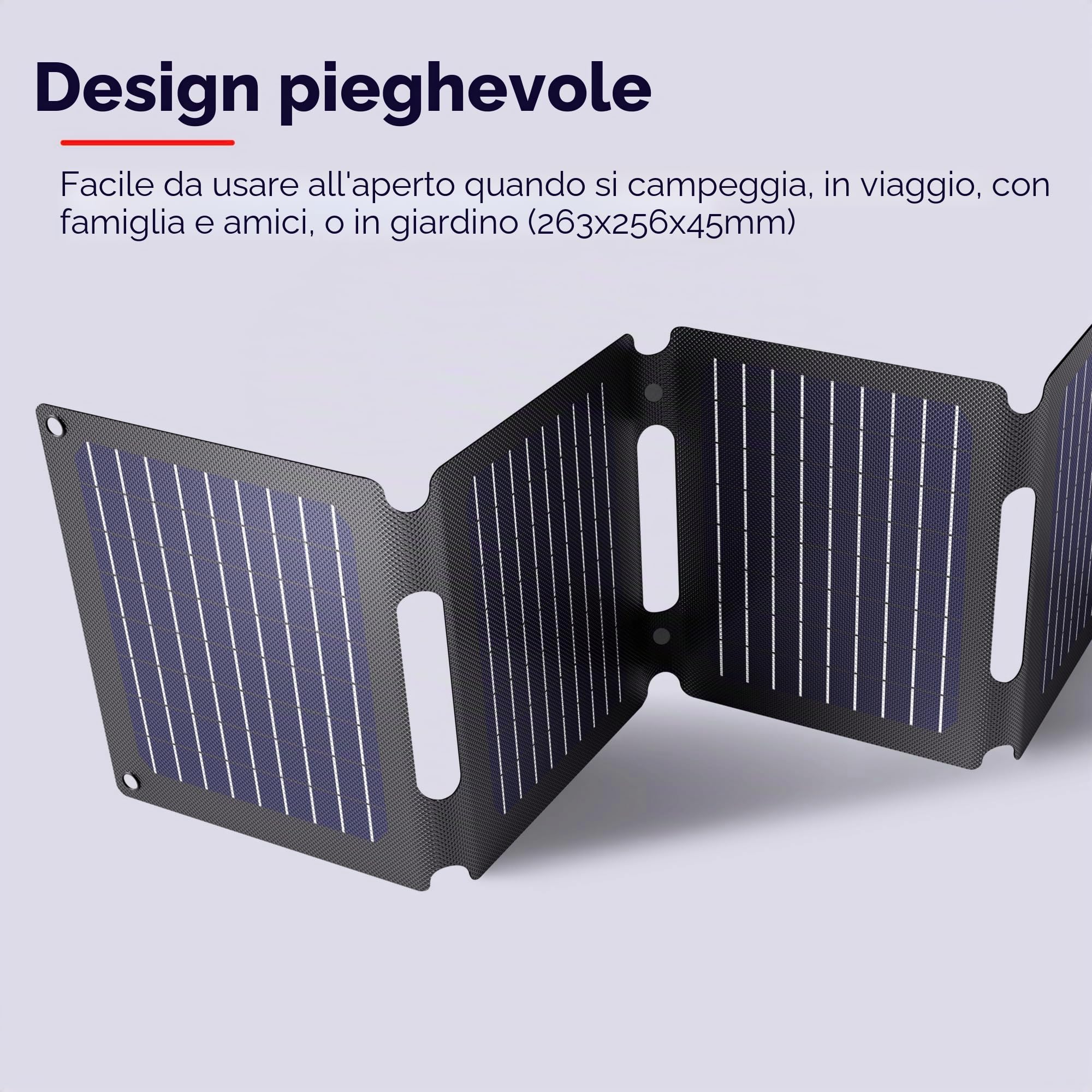 Trust Zuny 40W Pannello Solare Portatile USB-C USB-A Caricabatterie Solare | Porta di Uscita CC, Caricatore Portatile da Campeggio, Pannelli Solari 15W Smartphone Tablet Power Bank Balcone Viaggi