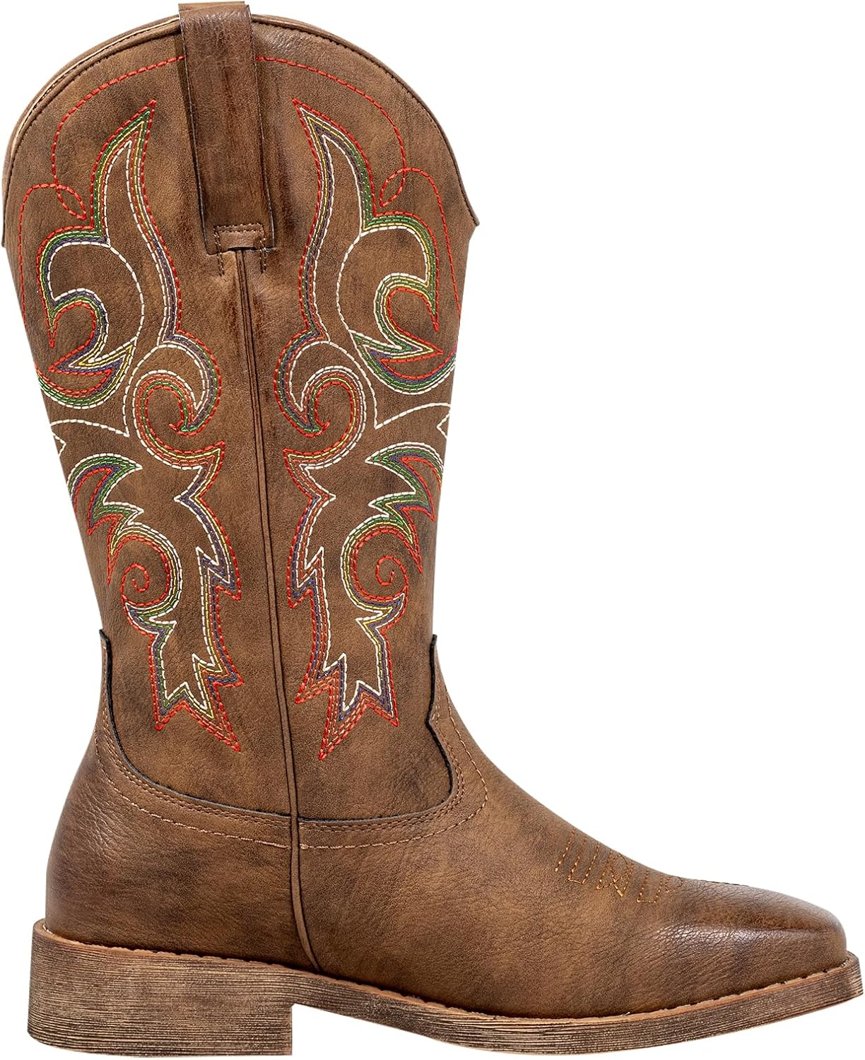 Fashion Cowboy Boots for Women Wide Square Toe Mid Calf Western Cowgirl Boots - Image 6