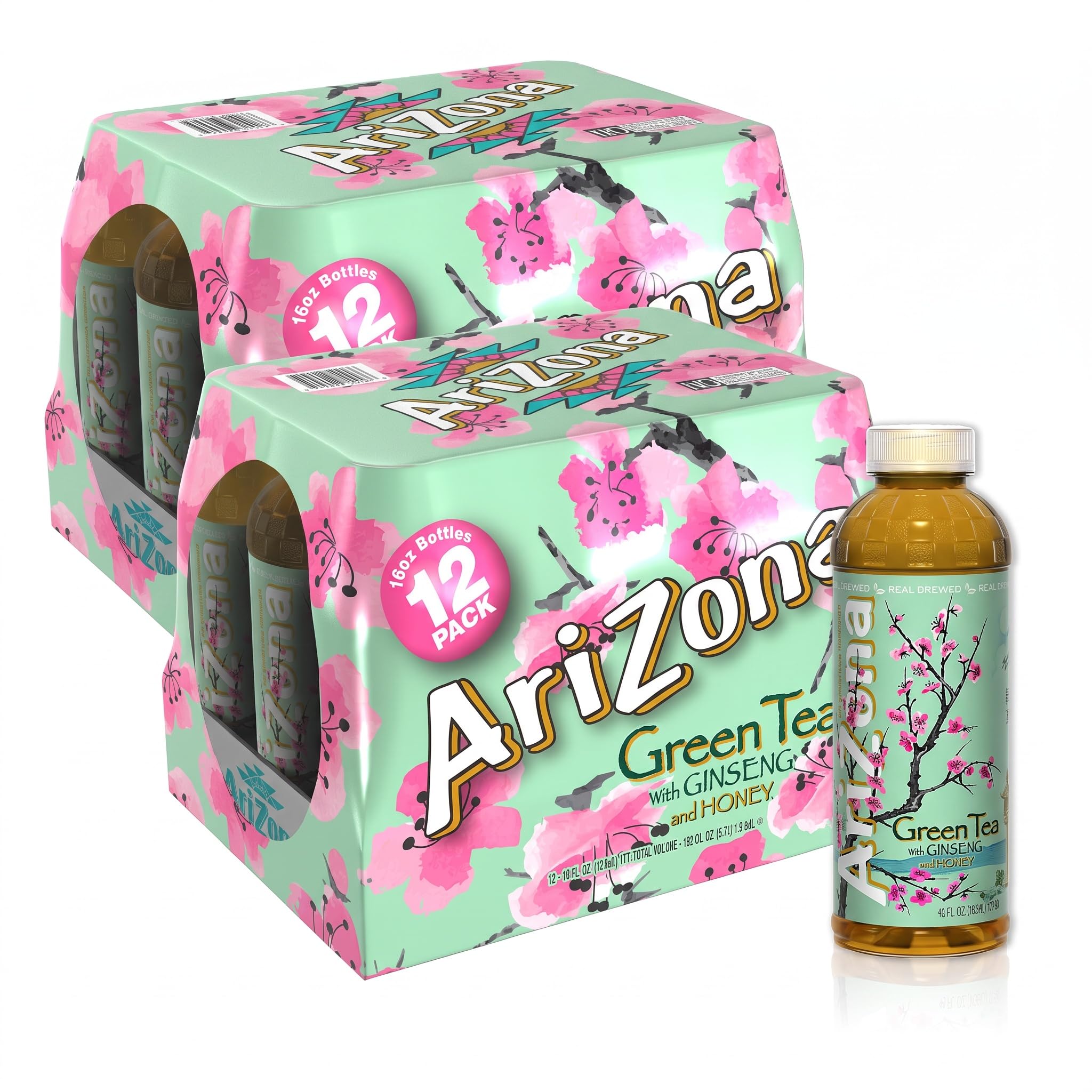 Arizona Green Tea with Ginseng and Honey - 16 Fl Oz (24 Pack)