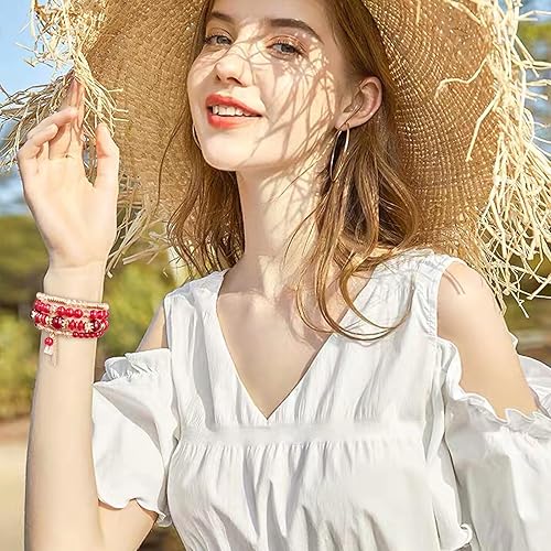 Miniatura 2 de Pugnum Pulsera bohemia para mujer, pulseras elásticas apilables con cuentas, pulseras bohemias hippie multicapa, regalo para mujeres, amigas y niñas