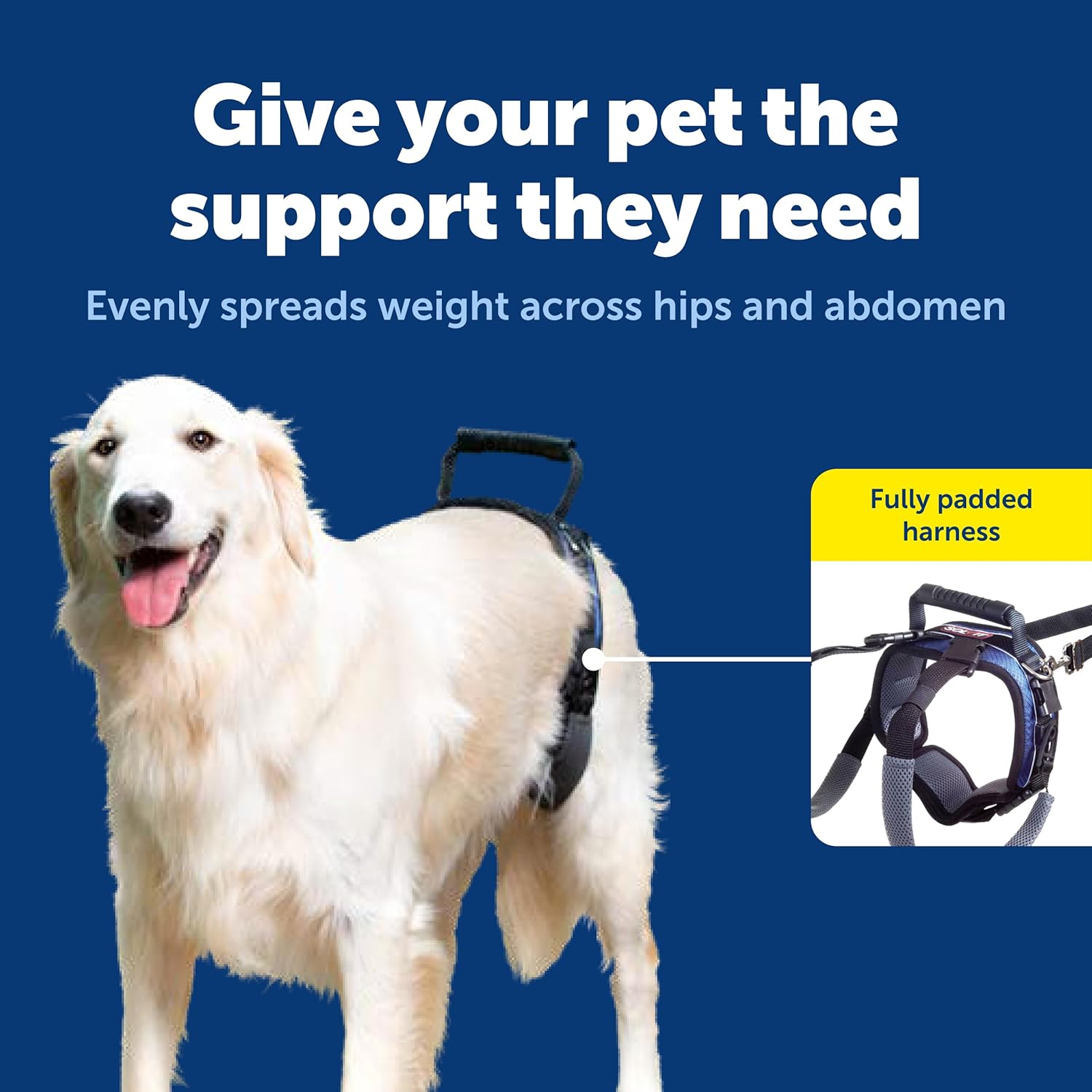 PetSafe CareLift Rear Support Harness - Lifting Aid with Handle and Shoulder Strap - Fits Waist Measuring 27-37 inches, Dog Weight 70lb-130lb, Large, Black - Image 3