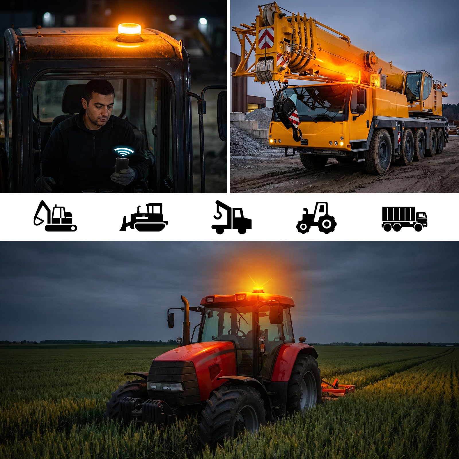 AnTom Luce LED stroboscopica lampeggiante di emergenza batteria Con telecomando,12V-24V 9 Modalità con 3m Cavo Alimentazione e USB cavo di ricarica Lampeggiante Auto per trattori golf UTV