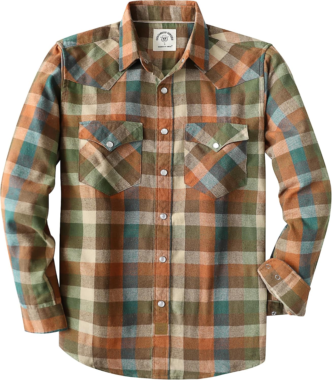 Dubinik® 6 oz Flannel Shirt for Men Pearl Snap Western Cowboy Long Sleeve