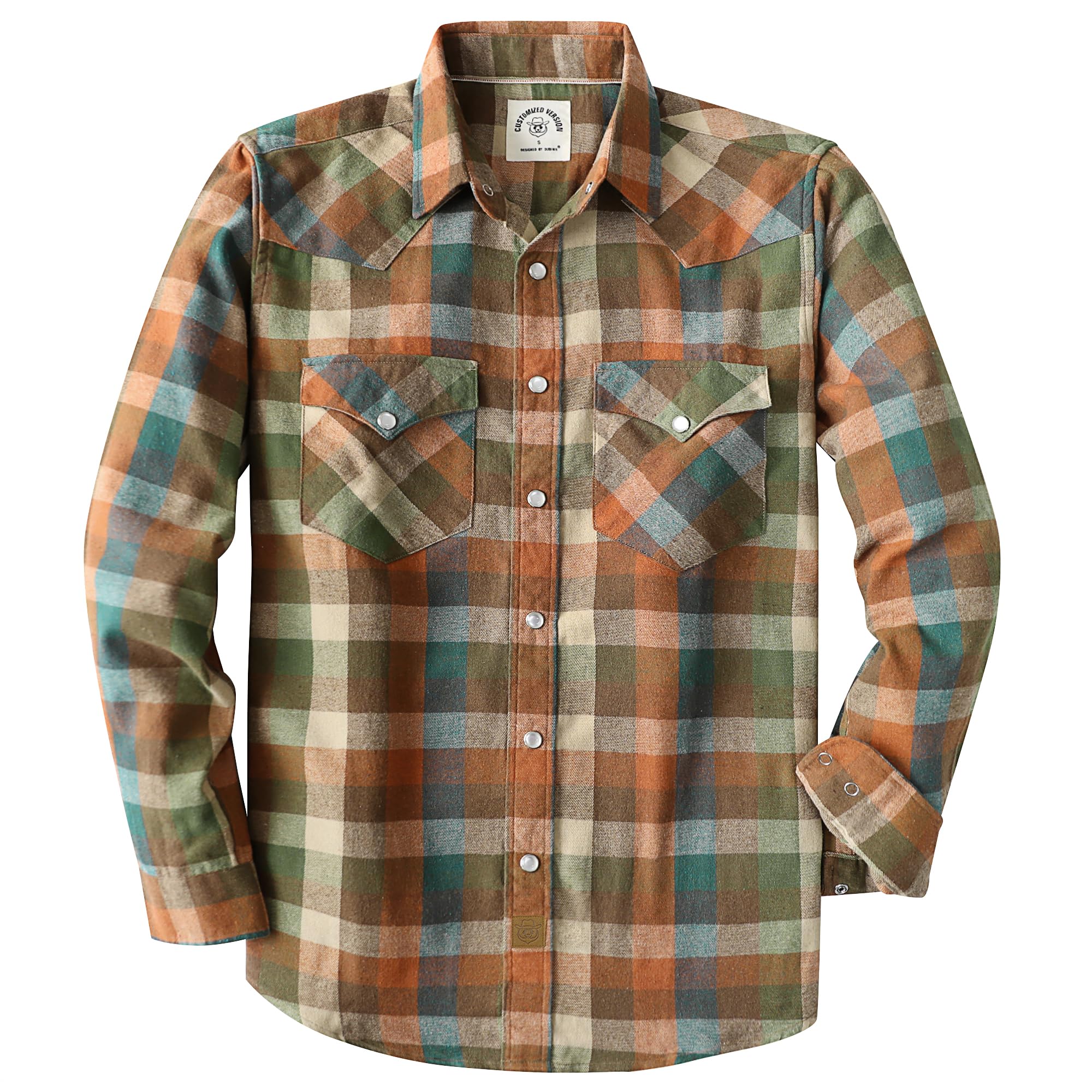 Dubinik® 6 oz Flannel Shirt for Men Pearl Snap Western Cowboy Long Sleeve | Soft Brushed…