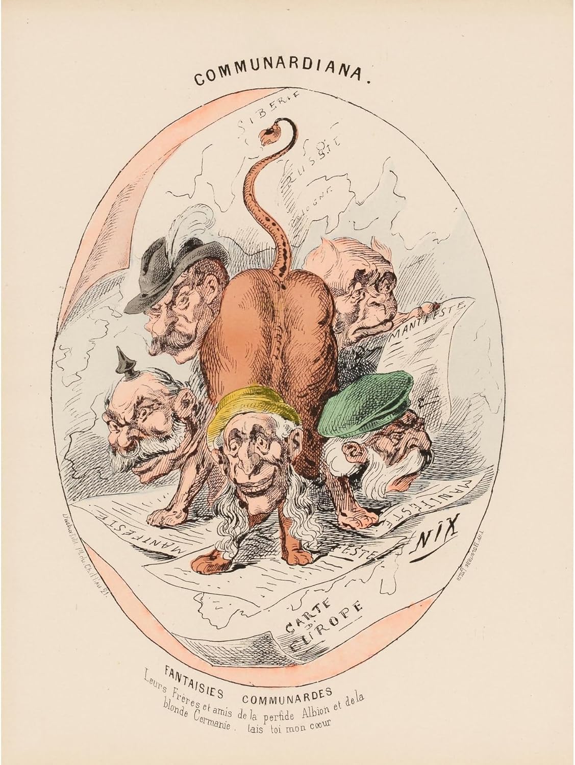 ArtDirect Communard Fantasies Their brothers and friends of perfidious Albion and fair Germania, ta (1871) Unframed Art Print Giclee Poster by Henri Demare - Ready for Framing with Customization Sizes 7x10, 10x14, 15x20, 24x32, 36x48 and 45x60 inches