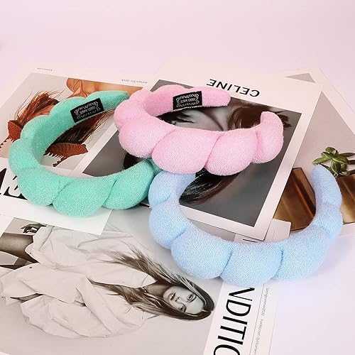 Miniatura 3 de Diadema de spa, bandas para la cabeza para mujer, esponja y tela de rizo, diadema para lavar la cara, diademas para el cuidado de la piel para todo