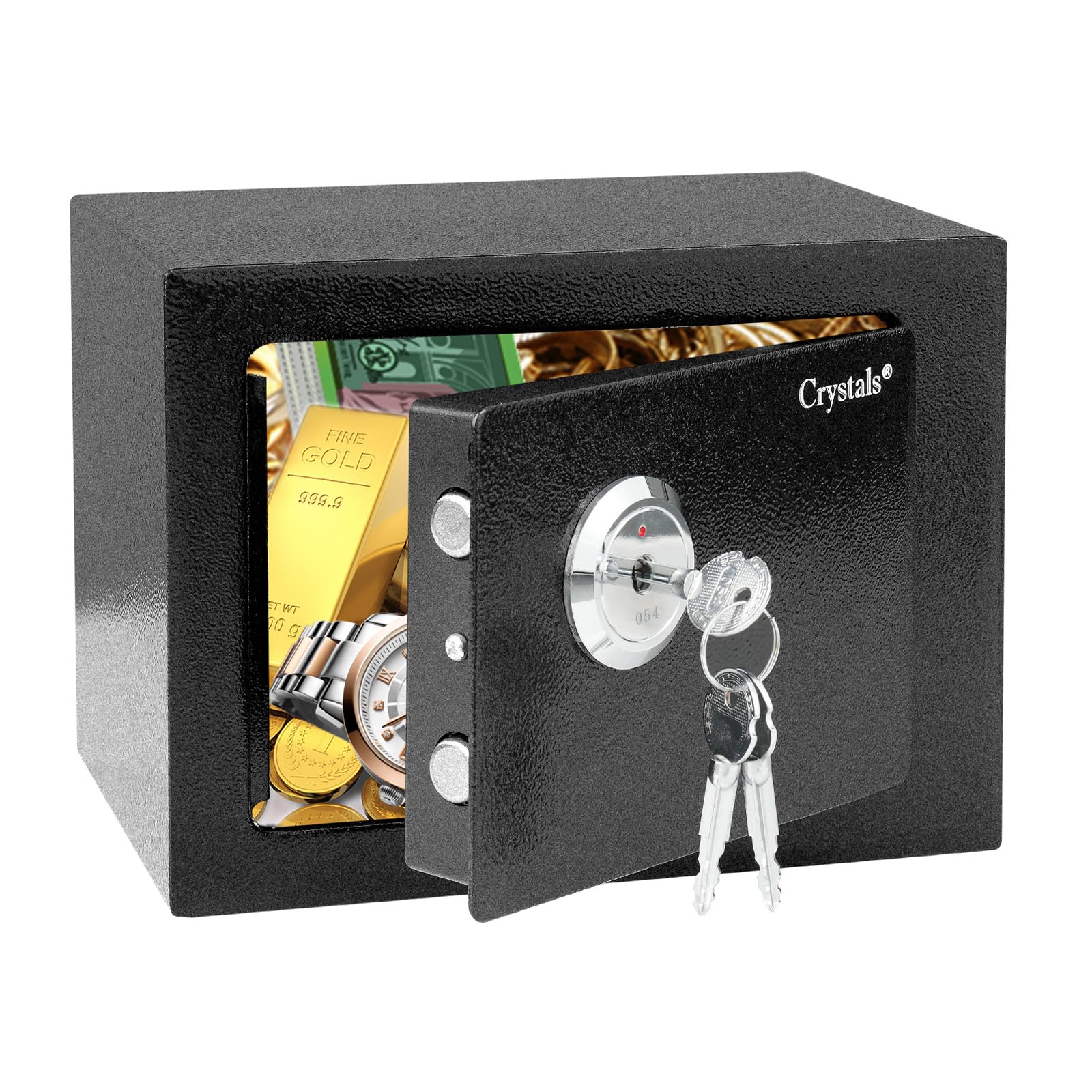 Crystals 4.6L Heavy Duty Steel Security Safe Box with Key Lock – Home & Office Safe for Cash, Jewellery, and Documents