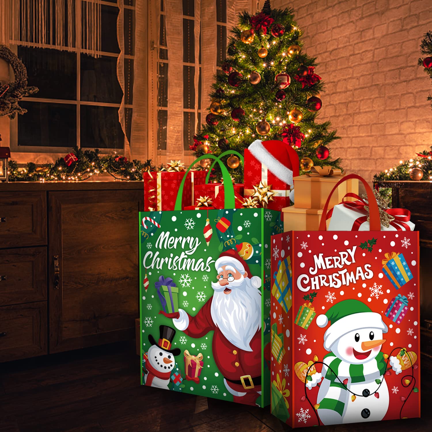 Amazon | CINECE クリスマス ラッピング 袋 大 1枚 手提げ バッグ マチ