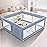XVISHX 50 x 50 Inch Baby Playpen, Playpen for Babies and Toddlers, Baby Play Pen Playard for Indoor & Outdoor Active Center Game Fence, with Skin-Friendly Fabric and Soft Breathable Mesh, Grey