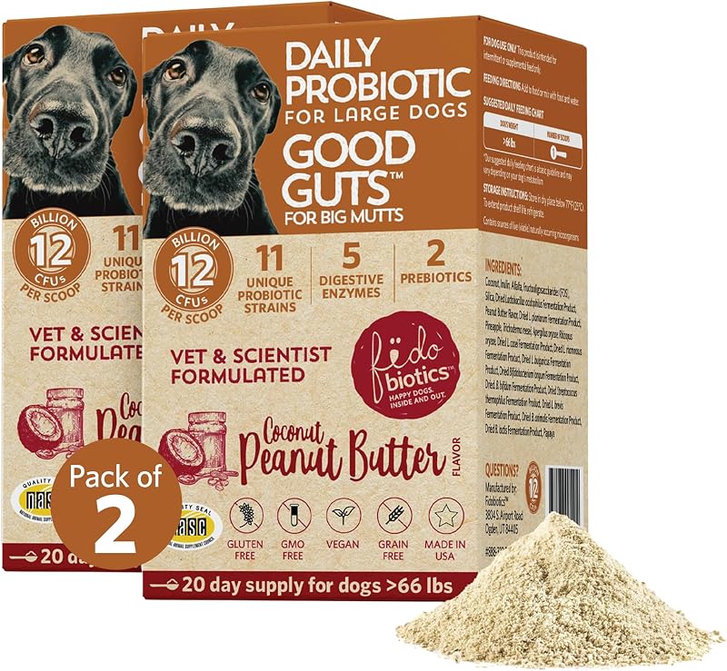 Probiótico em Pó para Cães Grandes Fidobiotics Good Guts, Pacote com 2