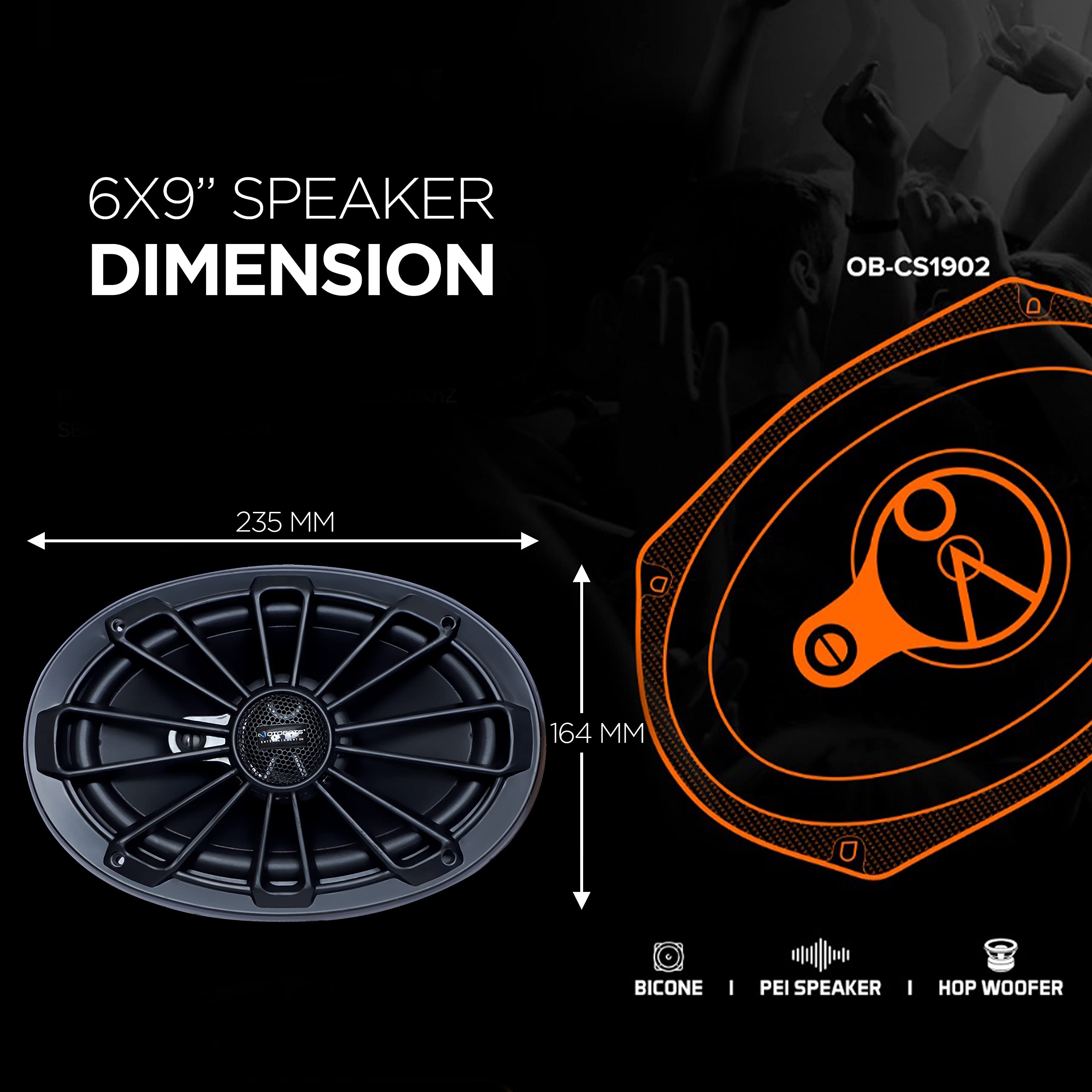 OTOBOTS Oval 6 * 9- High Performance Car Speaker Black Power