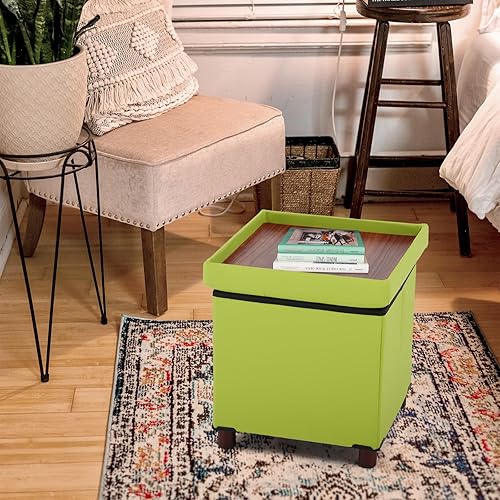 Miniatura 2 de Otomana de almacenamiento, otomana con almacenamiento para sala de estar, bandeja cuadrada otomana, para dormitorio, reposapiés, taburete con patas,