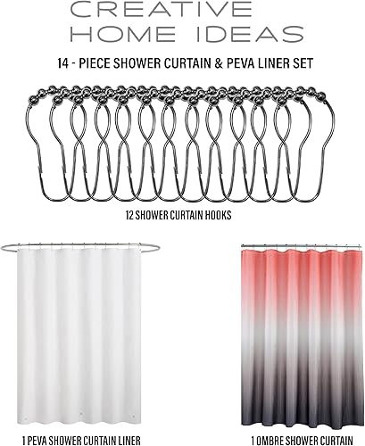 Miniatura 2 de Creative Home Ideas Juego de cortina de ducha de 14 piezas, ganchos y forro de baño, incluye 1 cortina de ducha de 70 x 72 pulgadas, 1 forro de