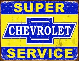 Desperate Enterprises Super Chevrolet Service Tin Sign - Nostalgic Vintage Metal Wall Decor - Made in USA