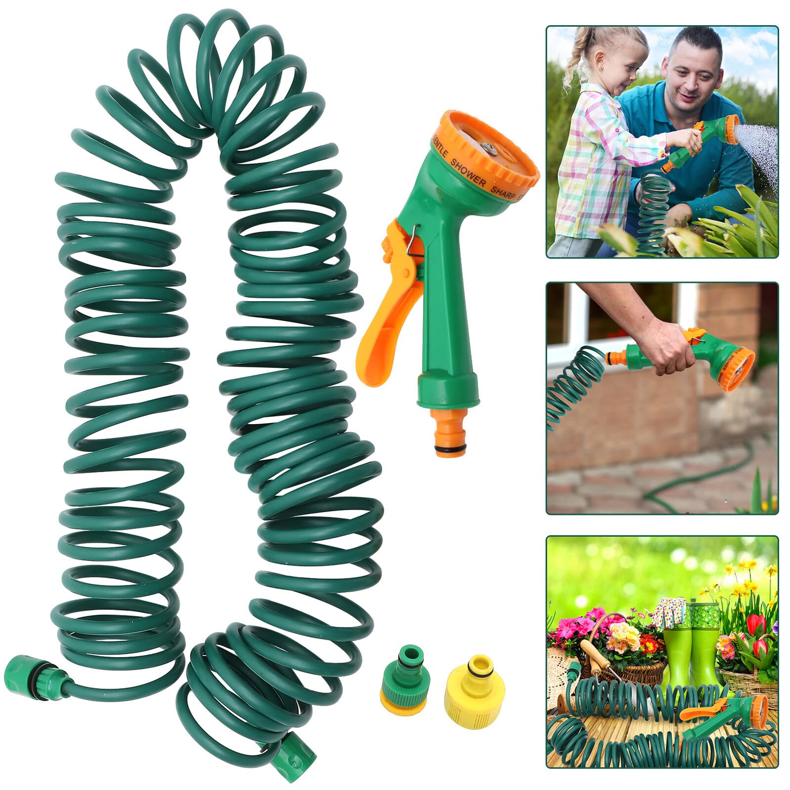 SOIMISS Selbstaufrollender Gartenschlauch Flexibel Dehnbar Knickfrei Langlebig für Bewässerung Autowäsche Gartenpflege Vielseitig Einsetzbar Praktische Handhabung Zufällige Farbe