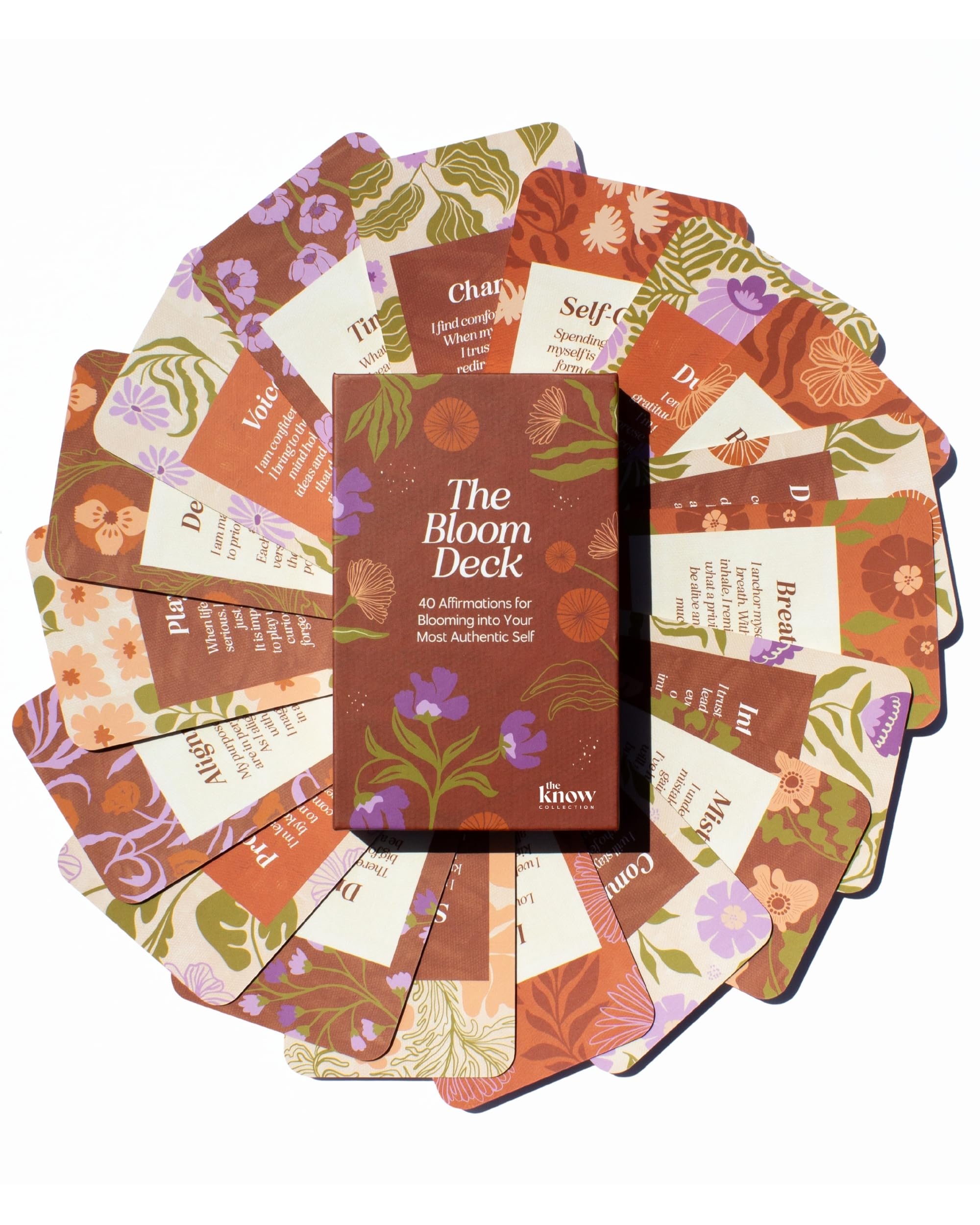The Know Collection Bloom Oracle Deck – 40 Positive Daily Positive Affirmation Cards for Self-Discovery & Empowerment – Oracle Cards for Women and Tarot Deck for Mindfulness, Motivation, and Yoga