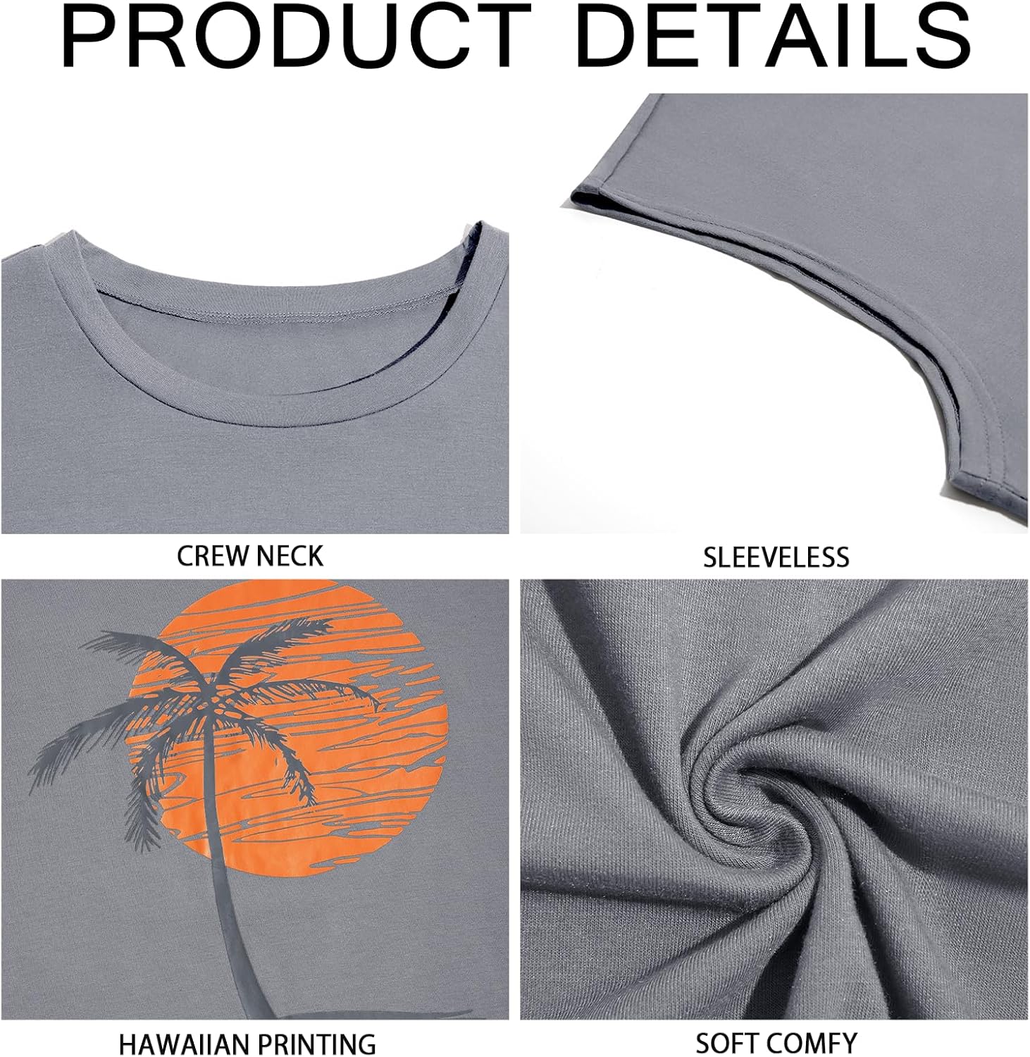 Runcati Mens Sleeveless Tank Tops Workout Gym Muscle Shirts Palm Tree Vintage Hawaiian Summer Beach T Shirts - Image 5