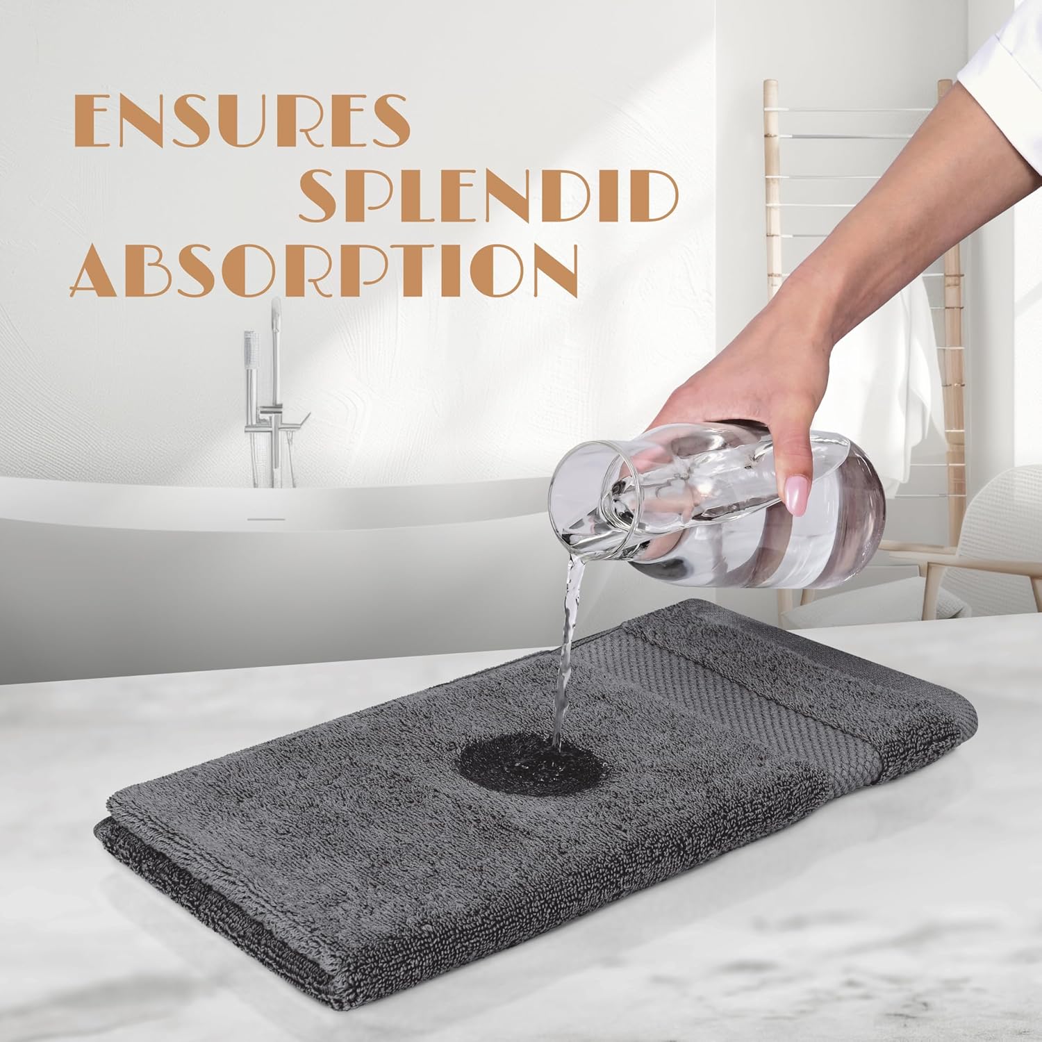 White Classic Dark Gray Washcloths Set for Body and Face Towel, Cotton Wash Cloths Bulk 12 Pack, Spa Fingertip Wash Clothes 12x12 Inch, Soft Absorbent Gym Towels - Image 5