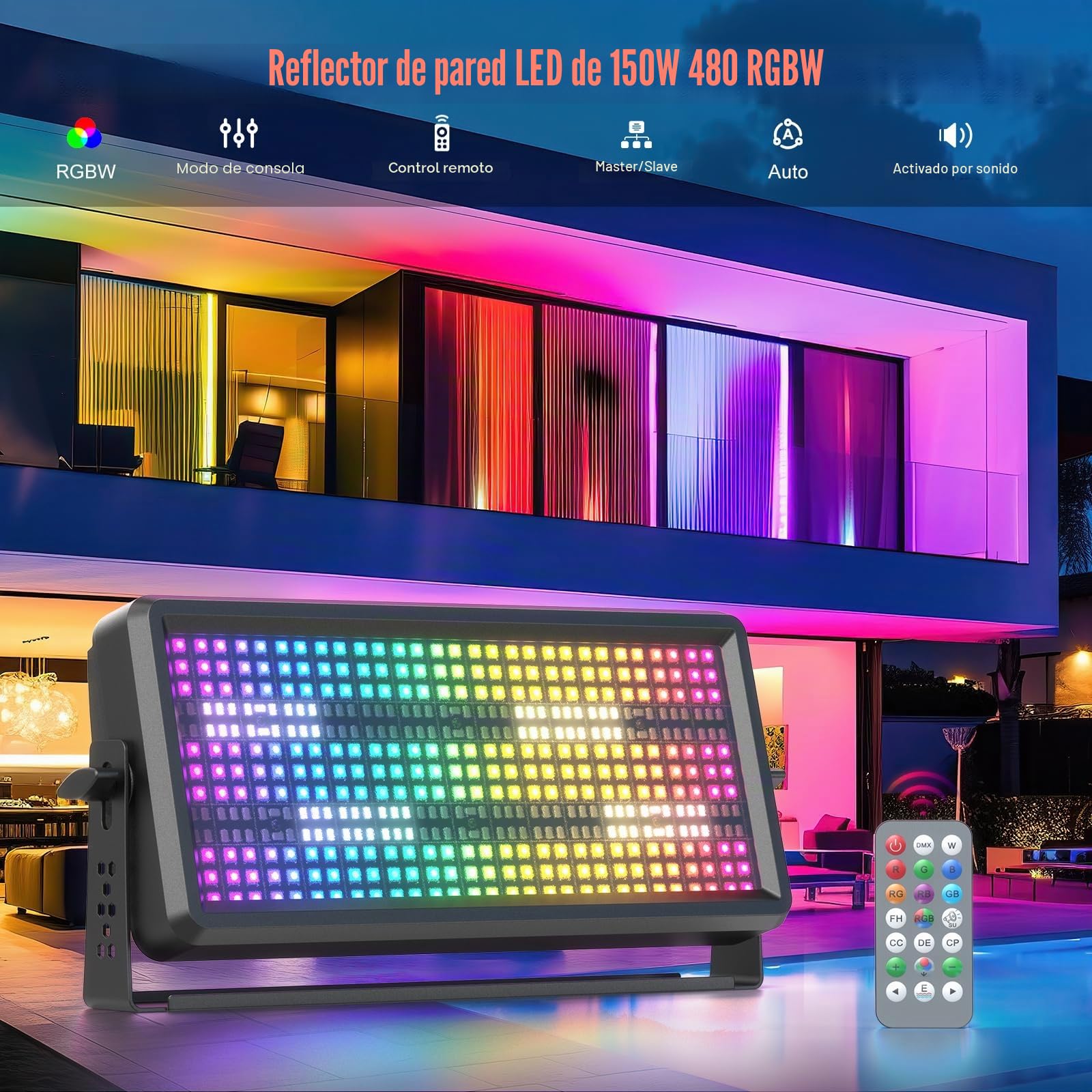 450 LEDs Wallwasher 150W RGBW Barra LED Discoteca Estroboscópico Luz de la Etapa con Control Rmoto para Discoteca Escenarios Boda Exterior Fiesta