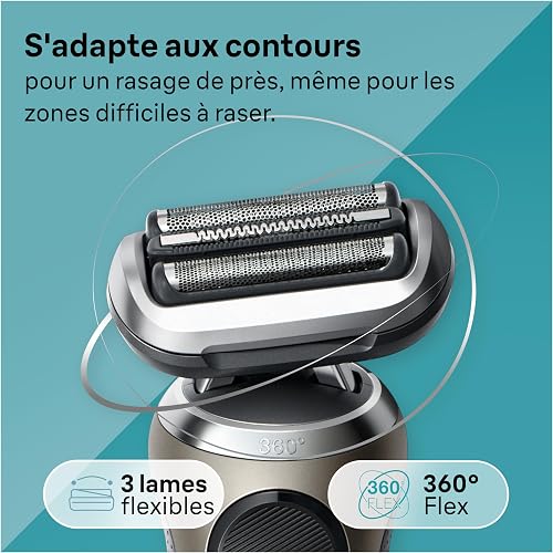 Braun Series 7, Rasoir Électrique Homme, Modes Turbo, Rasoir À Grille Étanche, Conçu En Allemagne, Avec Station SmartCare Clean & Charge, Tête Tondeuse À Barbe, Tête Pour Le Corps, Or - 3