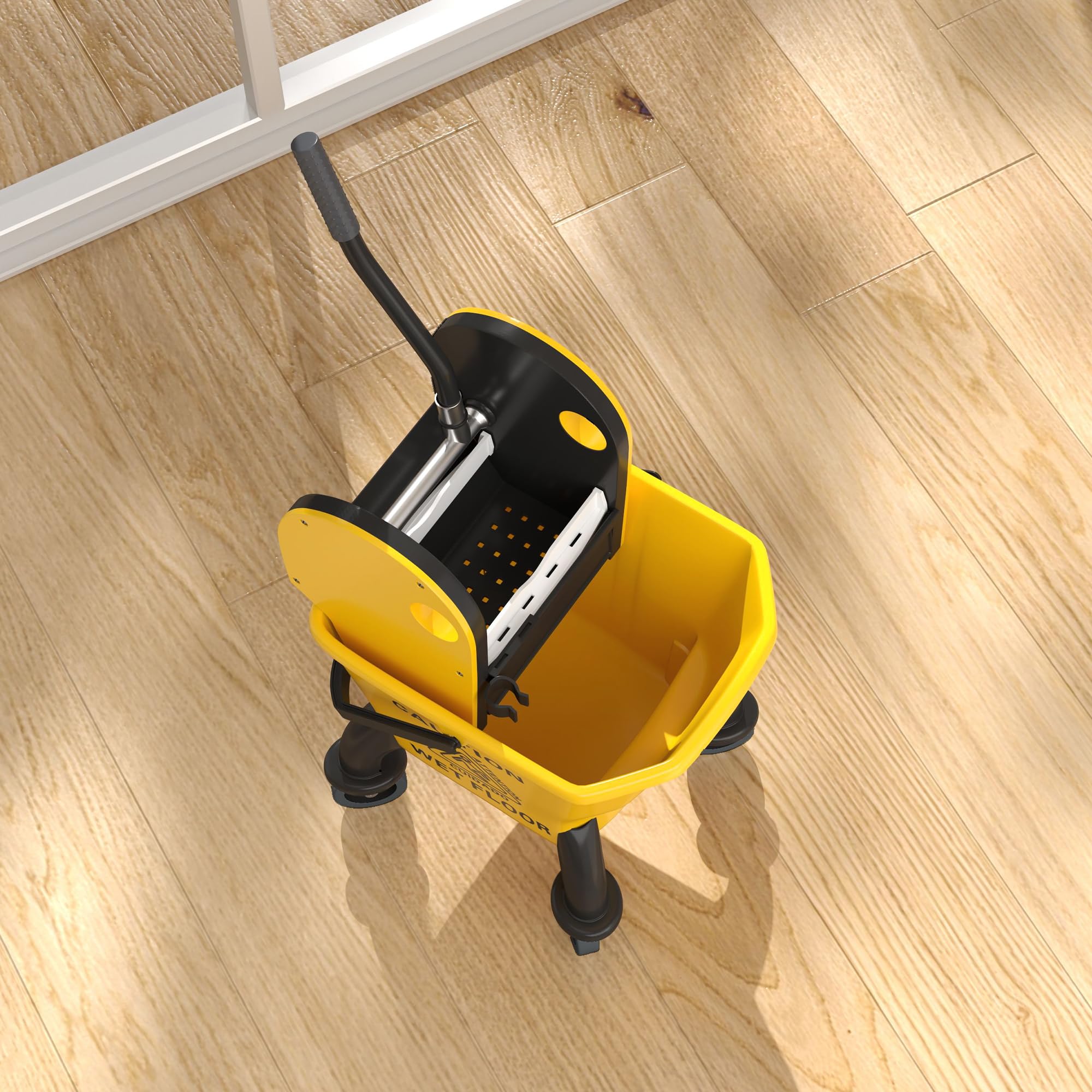 HOMCOM Carrello di pulizia 26 l, secchio con pressa e mocio per uso domestico e commerciale