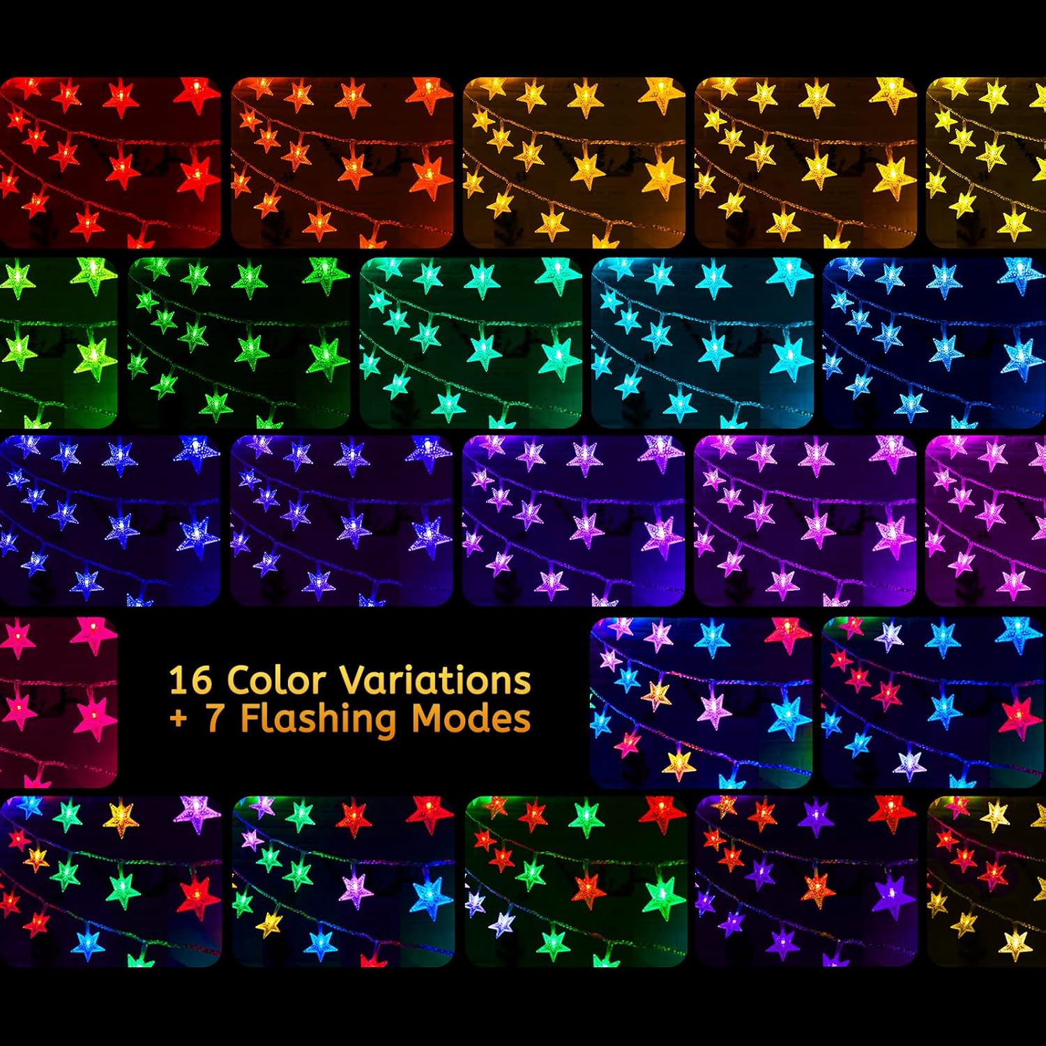 Minetom USB Star String Lights - 39 ft 100 LED Color Changing Star Fairy Lights with Remote and Timer, 16 Single Colors and 7 Modes Starry Lights for Bedroom Dorm Tent Bed Patio Christmas Party Indoor