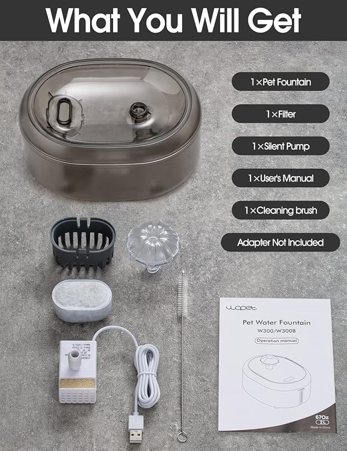 Fuente de Agua para Gatos WOPET, 2L Automática, Bebedero para Gatos y Perros Pequeños miniatura 2