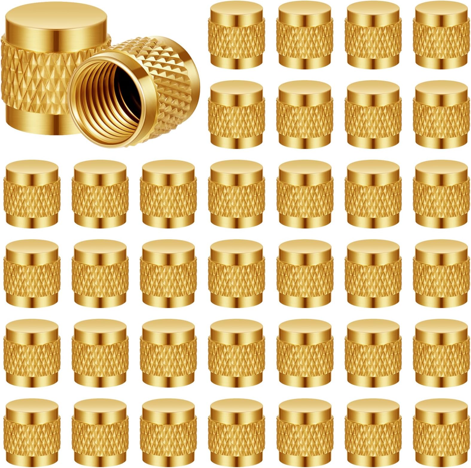 50 Pcs 1/4 Flare Brass Valve Cap HVAC Tool Bulk Round Compression Cap W/Neoprene Pipe O Ring Seal Refrigerant Locking Caps Plumbing Factories Supply