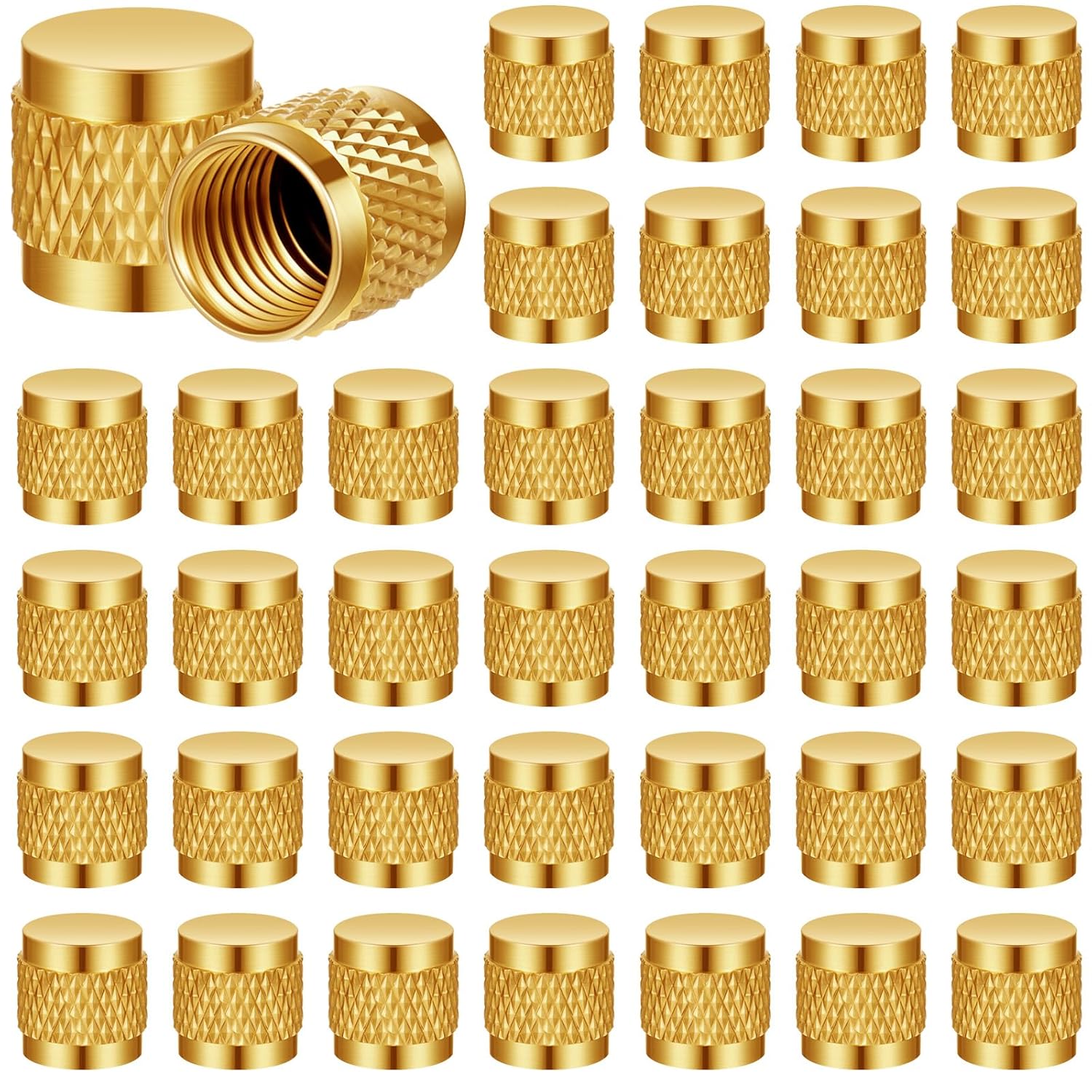 100 Pcs 1/4 Flare Brass Valve Cap HVAC Tool Bulk Round Compression Cap W/Neoprene Pipe O Ring Seal Refrigerant Locking Caps Plumbing Factories Supply