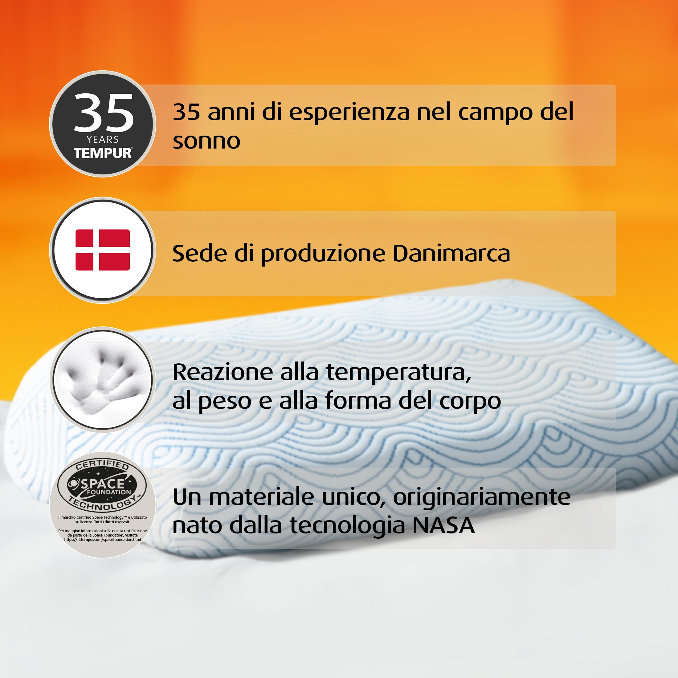 TEMPUR Cuscino EASE, feeling rigido, 50 x 31 x 10/5 cm