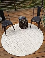 Vista 14 de Unique Loom Outdoor Trellis Textured Collection - Alfombra espacial (2 x 3 pies, rectangular, aguamarina y marfil)
