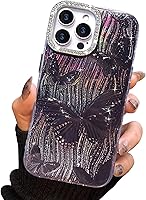 Vista 54 de I-MGAE-IN-AR - Funda compacta para iPhone 16 Pro Max con diseño de mariposa plateada brillante, a la moda, suave, delgada, de poliuretano