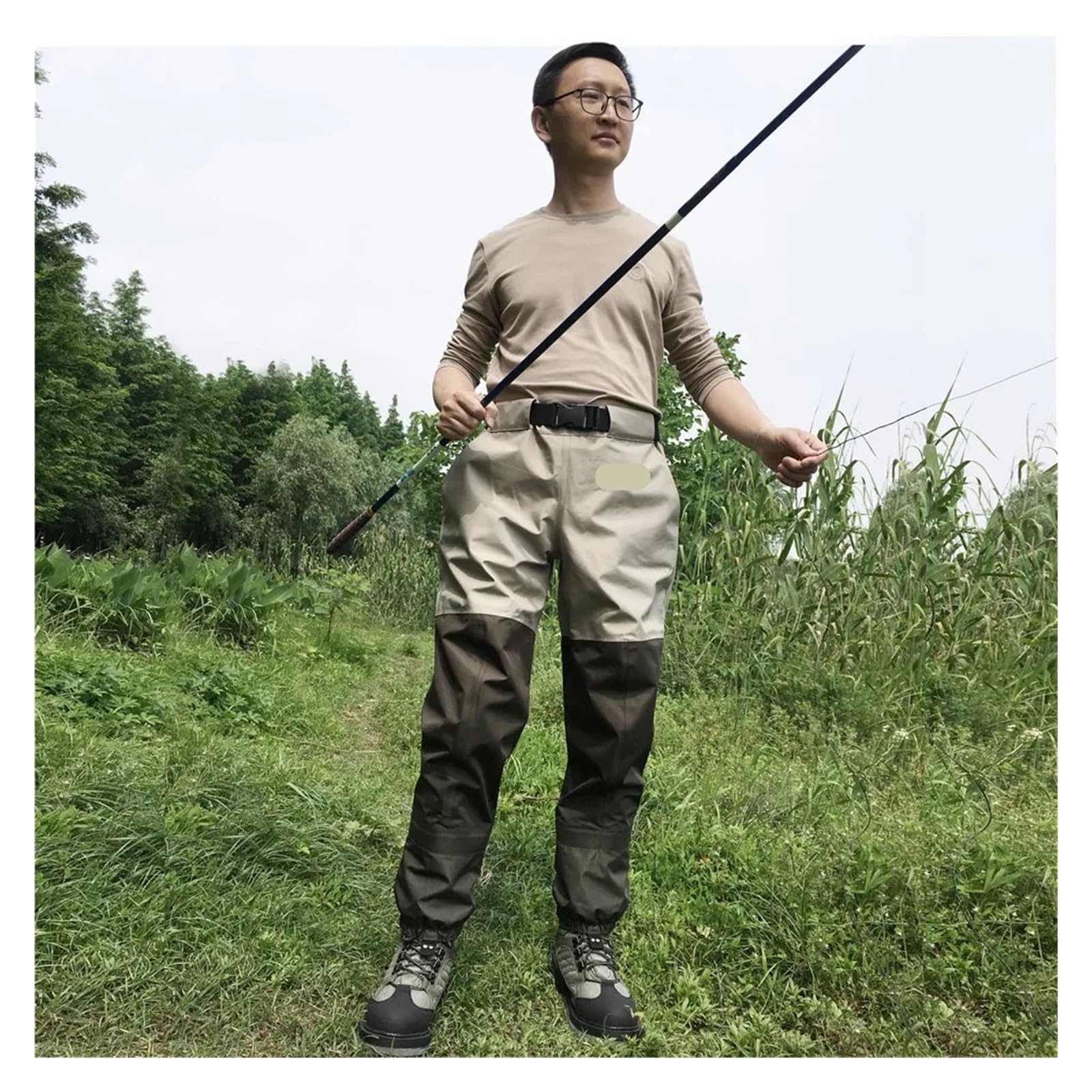 Wathose Herren Wathose for Fliegenfischen, Wathose, 3-lagig, Overall, wasserdichte Kleidung, weiche Wathose, atmungsaktiver Stiefel