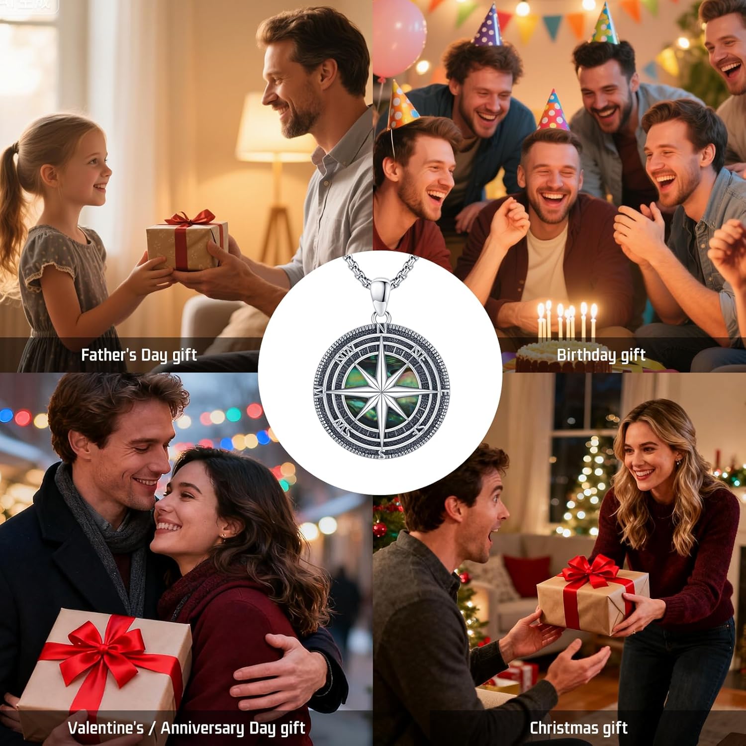 Compass Necklace for Women Men 925 Sterling Silver Travel Pendant Inspirational Graduation Jewelry Gift - Image 7