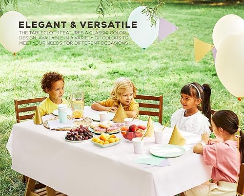 Miniatura 3 de Utopia Kitchen Mantel de plástico desechable (paquete de 6 unidades, 54 x 108 pulgadas), mantel rectangular blanco, impermeable, resistente a las