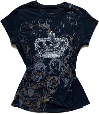 Y2k Grunge Short Sleeve Shirts Emo Clothes Women Vintage Graphic Tees 2000s Tops Teen Girls Top Streetwear