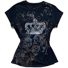 Y2k Grunge Short Sleeve Shirts Emo Clothes Women Vintage Graphic Tees 2000s Tops Teen Girls Top Streetwear