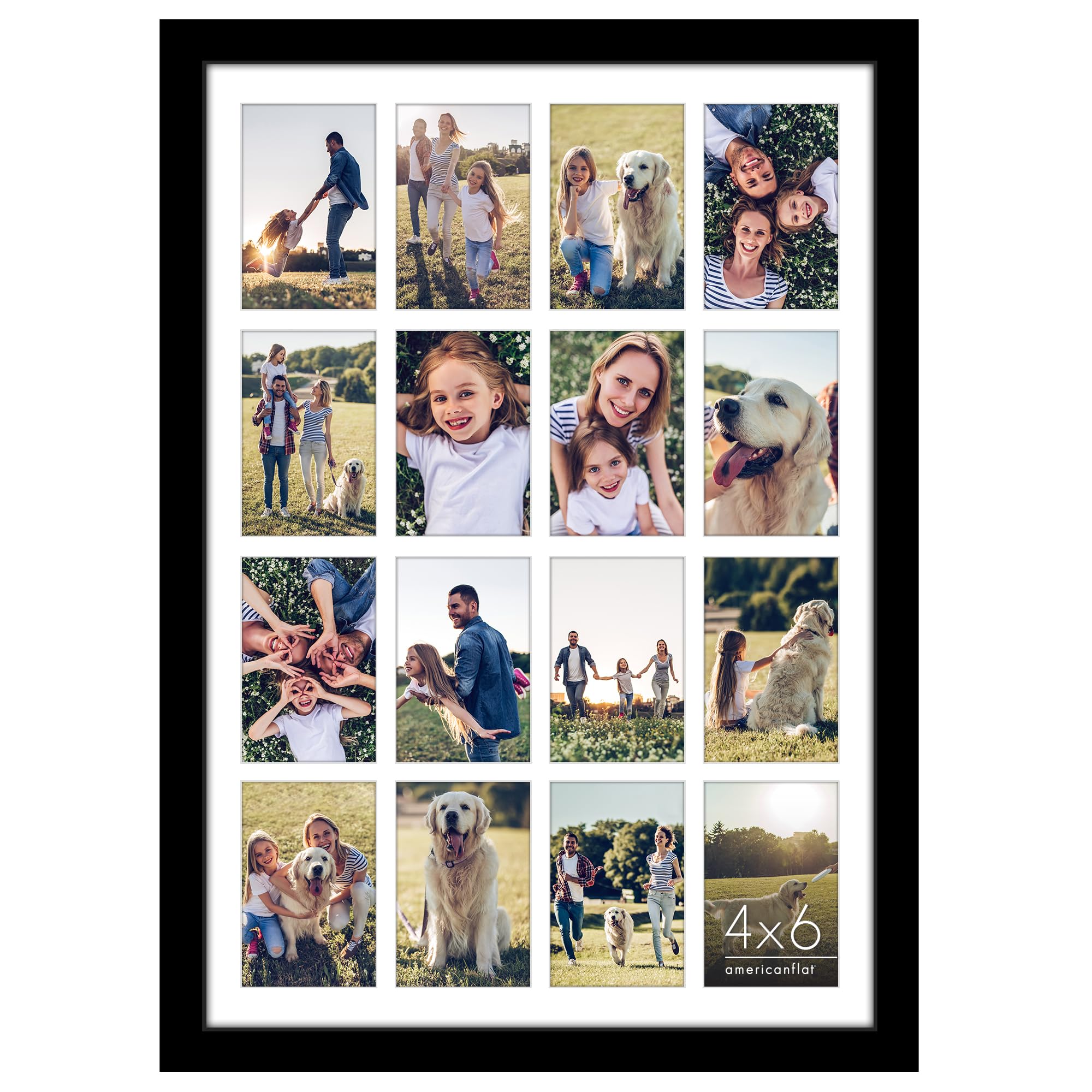 Americanflat 4x6 Collage Picture Frame with Polished Plexiglass - Multi Picture Frames Fit Sixteen 4x6 Photos or Use as One 18x26 Poster Frame for Wall Display - Signature Collection - Black